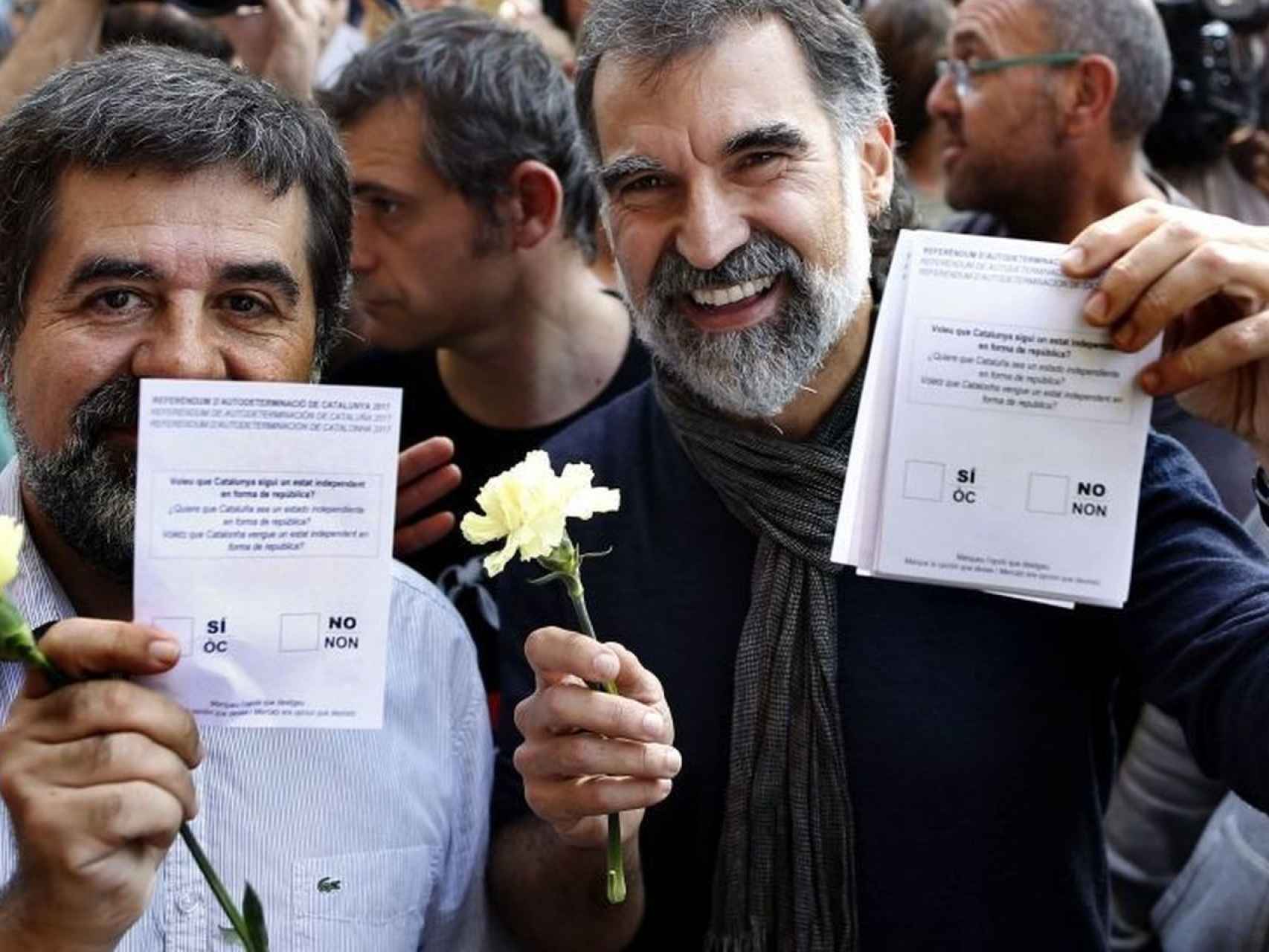 Jordi Sánchez y Jordi Cuixart durante las movilizaciones independentistas.