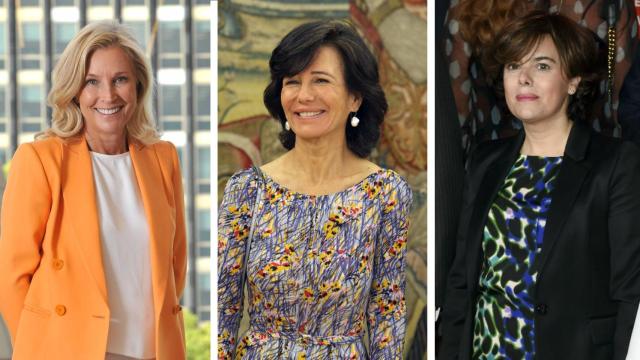 María Dolores Dancausa (izquierda), Ana Botín (centro) y Soraya Saénz de Santamaría.