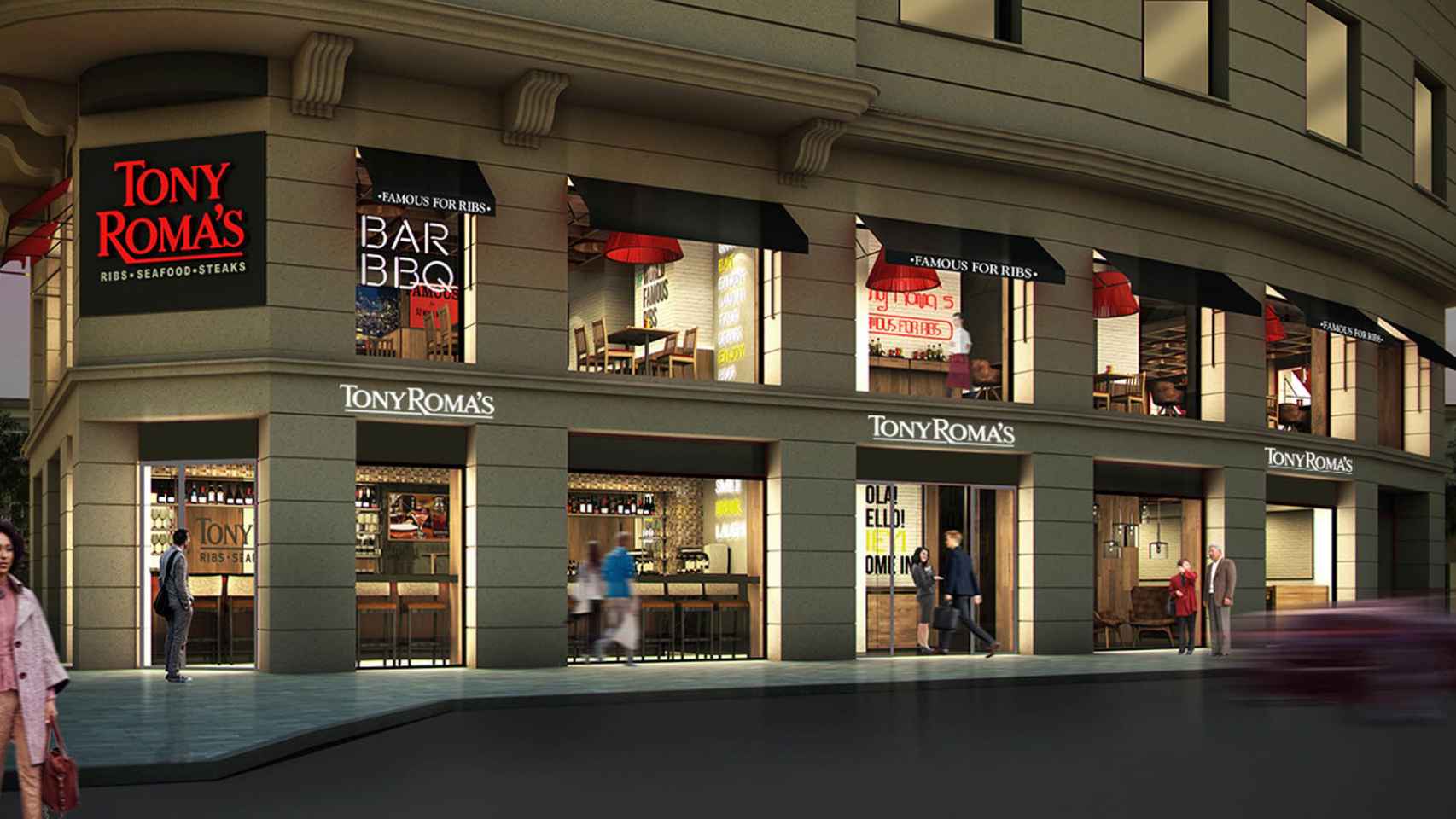 El local de Tony Roma's en Gran Vía, en una imagen facilitada por la compañía.
