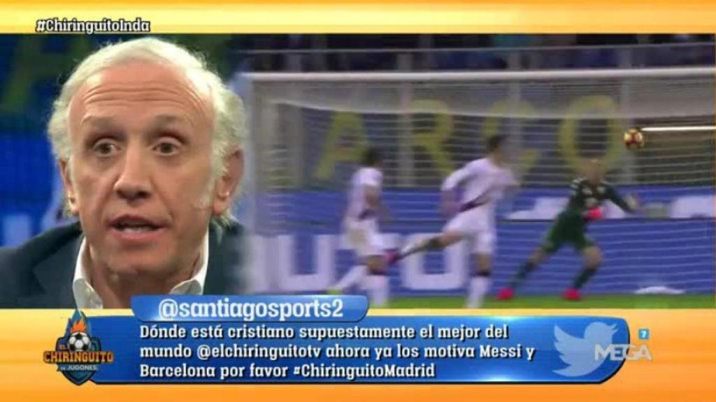 Inda, en El Chiringuito. Foto: Twitter (@elchiringuitotv)