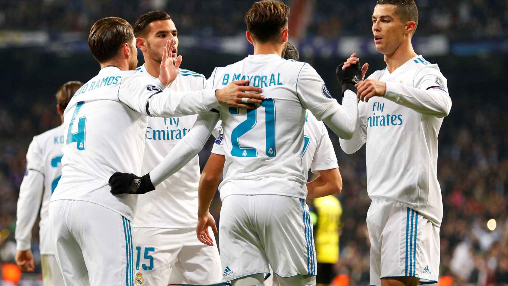 El Real Madrid celebra un gol de Cristiano Ronaldo.