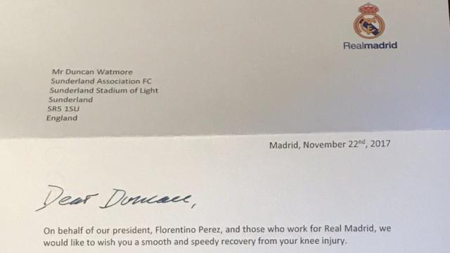 La carta que el Real Madrid ha enviado a Duncan Watmore.