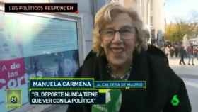 Manuela Carmena opinando sobre la situación política del Barcelona. Foto: @elchiringuitotv