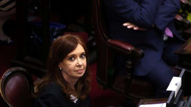 Kirchner en su escaño del Senado la semana pasado