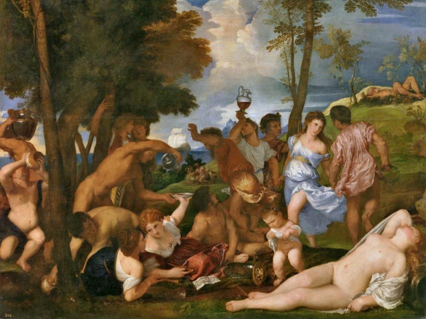 La bacanal de los andrios, pintada por Tiziano.