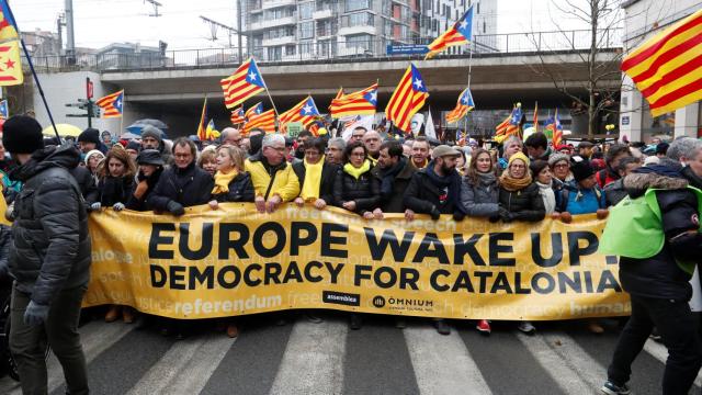 Manifestación en Bruselas a favor de Puigdemont.