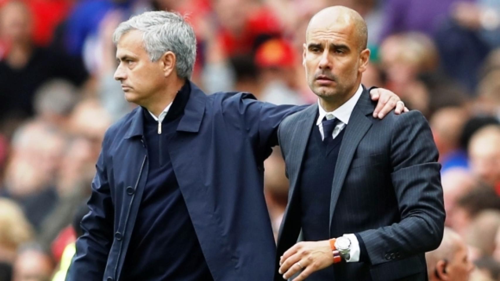 Mourinho y Guardiola en el United - City de la temporada pasada.