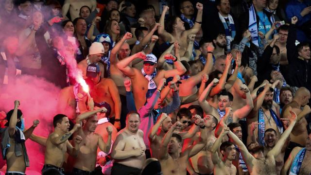 La afición del Zenit de San Petersburgo el jueves en Anoeta.