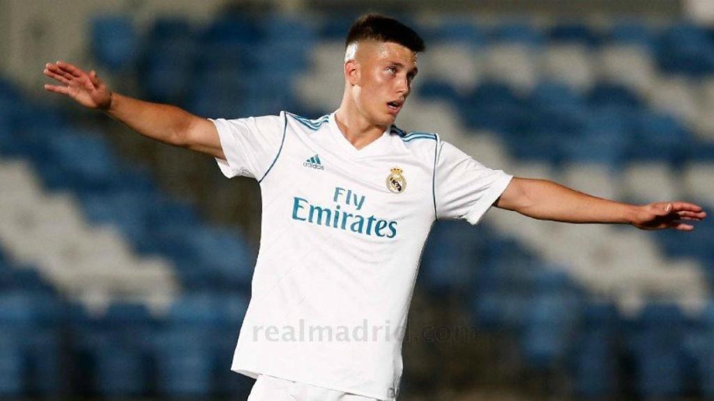 Cristo celebra un gol ante el Real Valladolid B