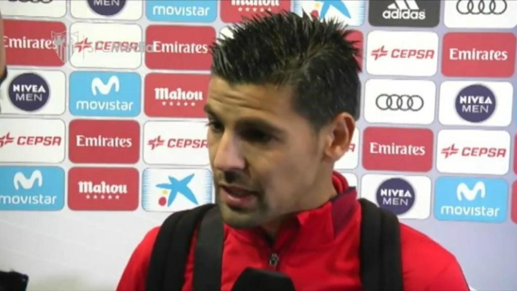 Nolito, jugador del Sevilla, en zona mixta