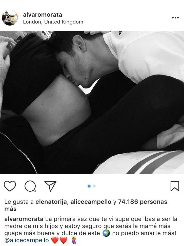 Morata y Alice Campello anuncian que esperan un bebe