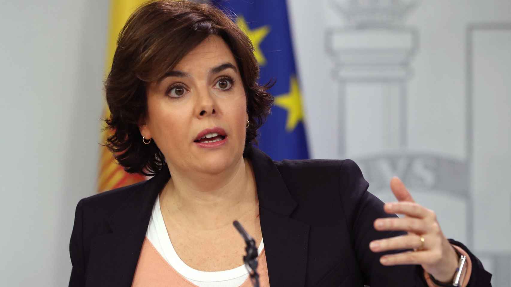 Soraya Sáenz de Santamaría, durante una rueda de prensa posterior a la reunión del Consejo de Ministros