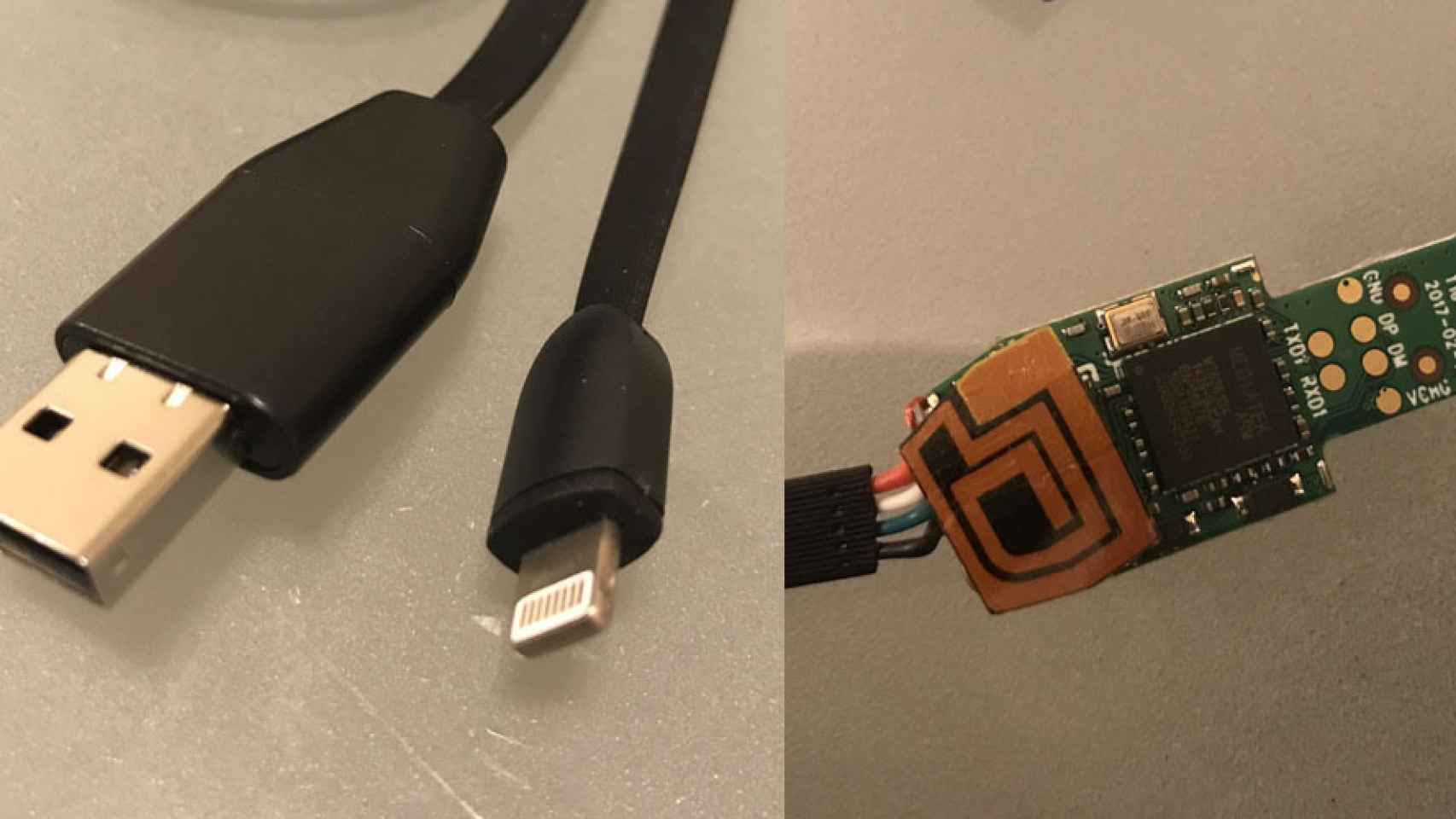 Este cable USB parece normal, pero tiene GPS y un micrófono en su interior