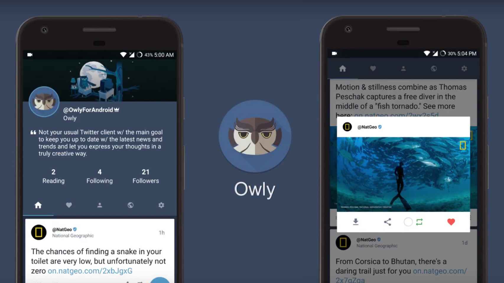Una nueva aplicación de Twitter para Android elegante y gratis: Owly for Twitter