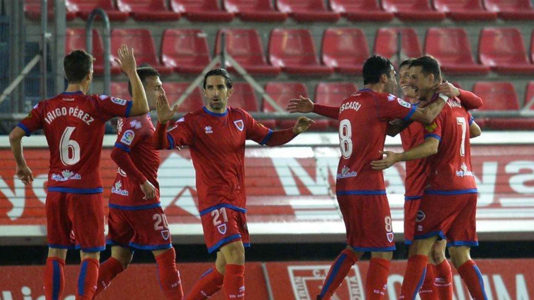 El Numancia celebra un gol. Foto: Twitter (@cdnumancia)