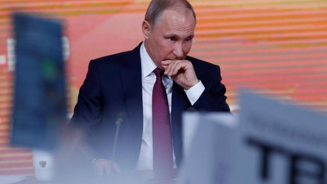 Vladimir Putin durante la rueda de prensa anual