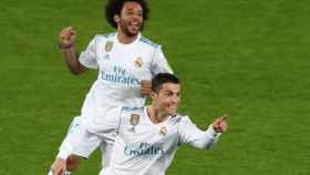 Cristiano Ronaldo celebra su gol con el Real Madrid.