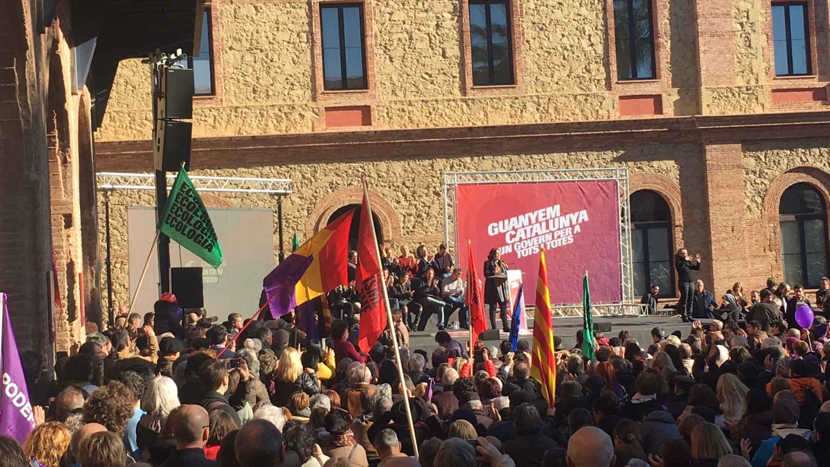 Ada Colau durante el acto central de campaña de Catalunya en Comú Podem