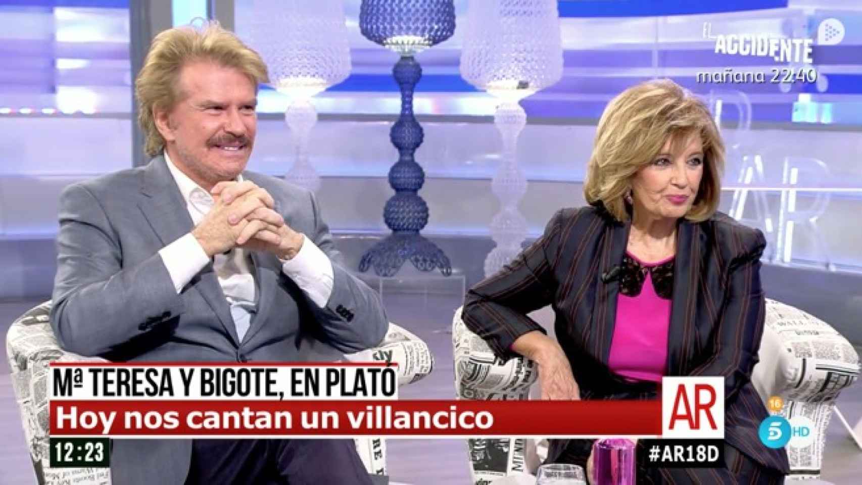 Bigote Arrocet y María Teresa Campos en 'El programa de AR' este lunes.