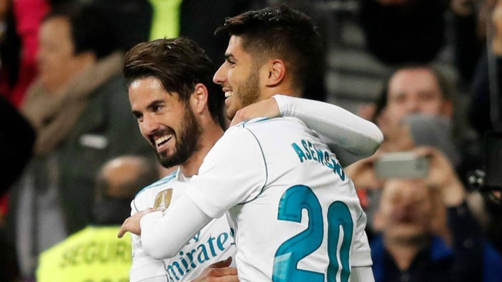 Isco y Asensio celebran sus goles contra Las Palmas