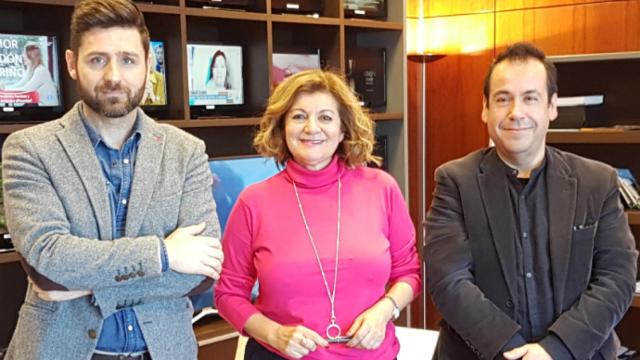 Mario García, Carmen Amores y Juan Ramón Crespo, de izquierda a derecha