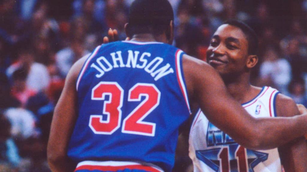 Magic Johnson e Isiah Thomas en su época de jugadores.