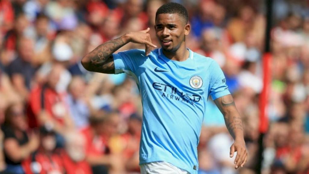 Gabriel Jesús celebra un gol con el City. Foto: mancity.com