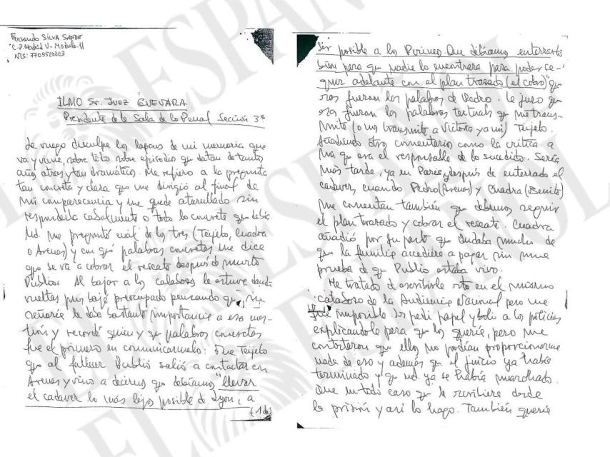 La carta de Silva Sande a la que ha tenido acceso EL ESPAÑOL.