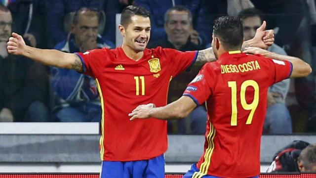 Diego Costa y Vitolo con la selección.