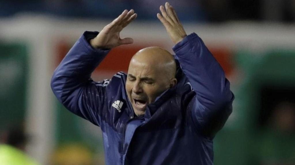 Jorge Sampaoli, en un partido con la selección argentina.