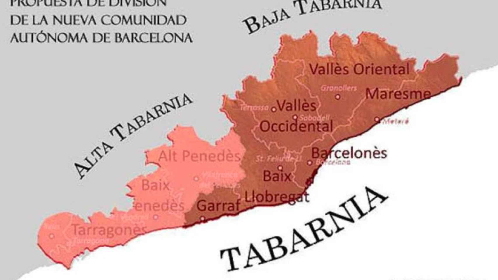 Estas son las comarcas de Tabarnia, según la plataforma que defiende su existencia