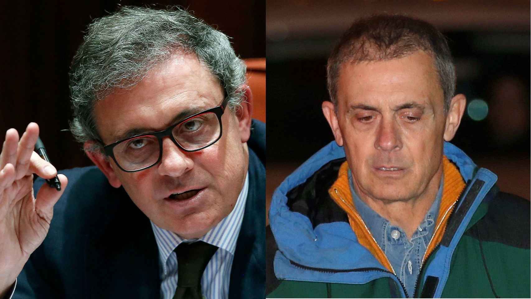 A la izquierda, Jordi Pujol Ferrusola hace unos meses. A la derecha, al salir de la cárcel.