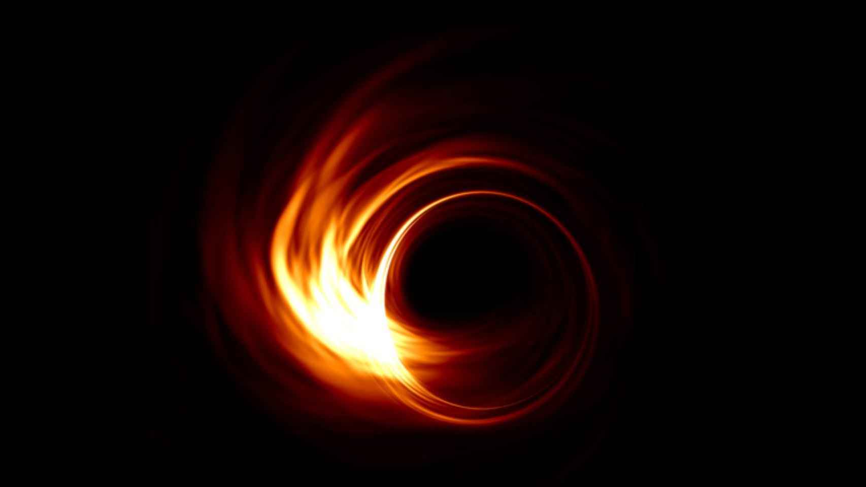 Simulación de la imagen del agujero negro.