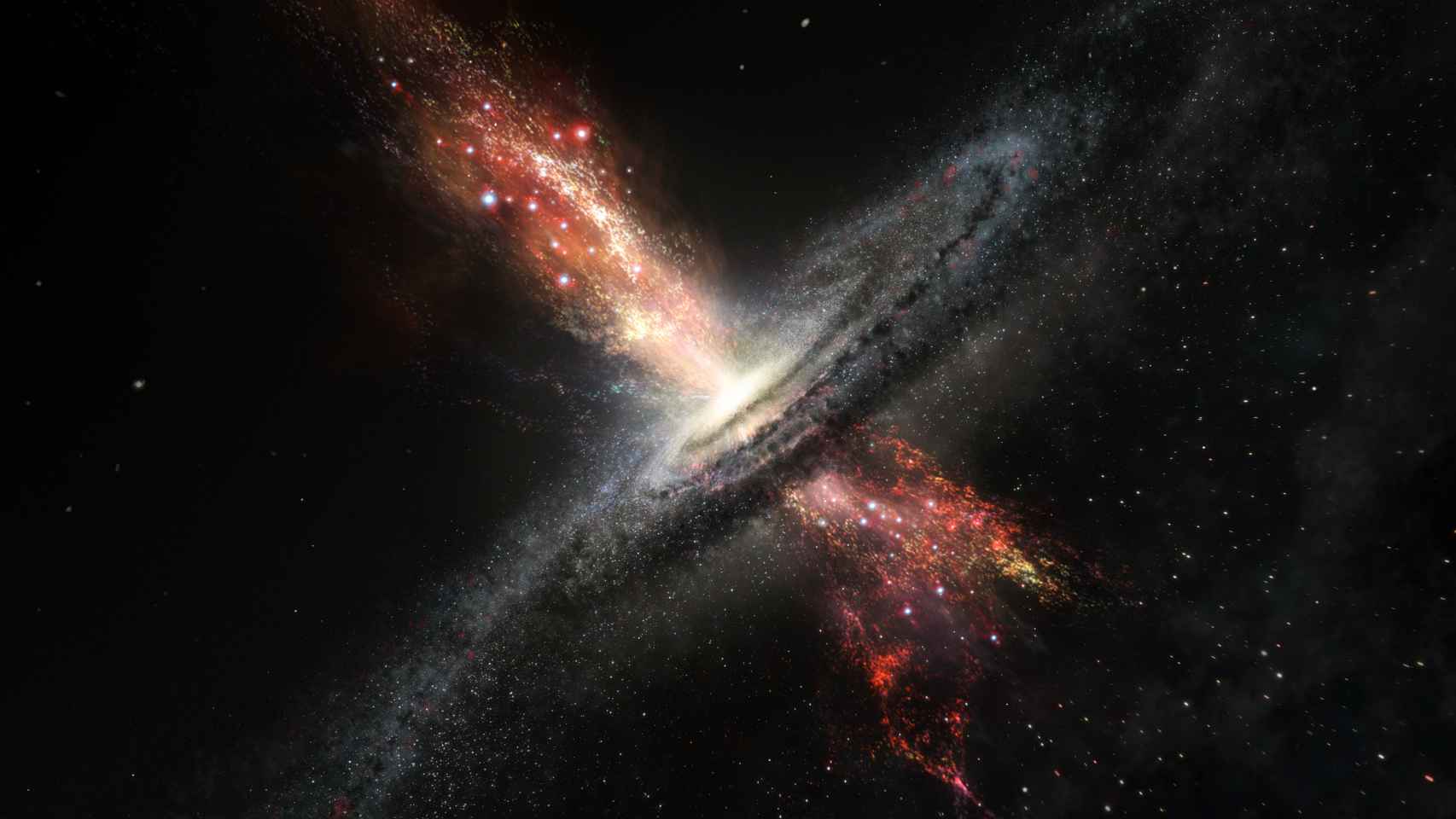 Representación de un agujero negro en el centro de la galaxia.