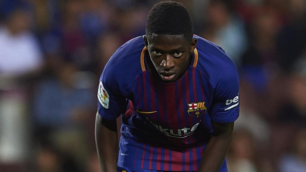 Dembélé, durante un partido con el Barcelona.