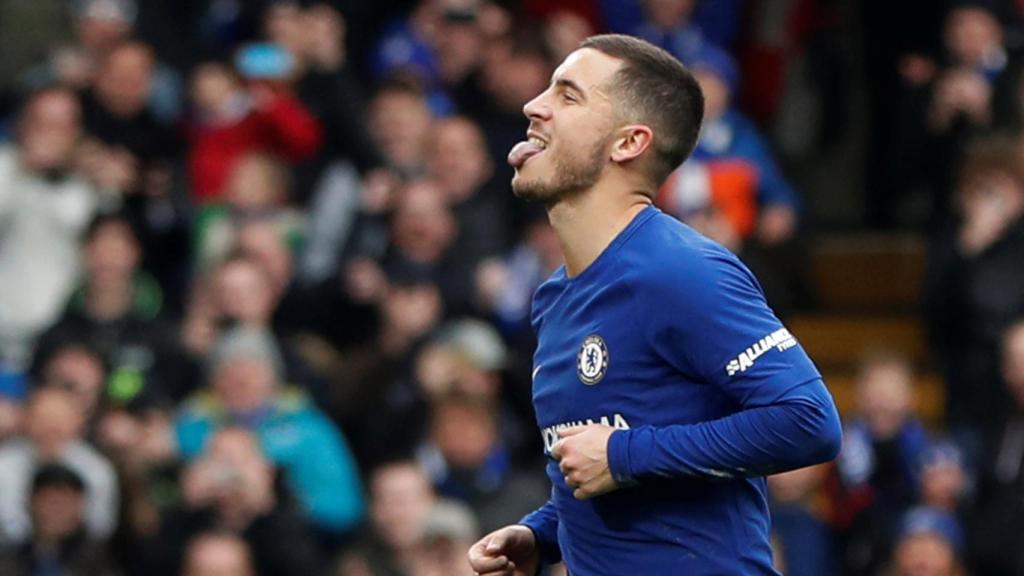 Hazard celebra un gol con el Chelsea.