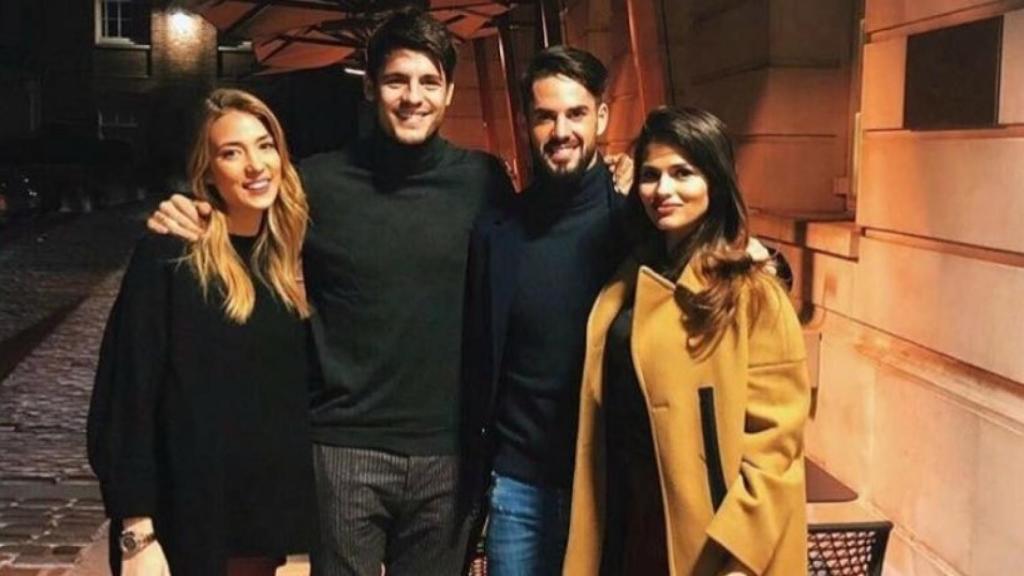 Alice Campello, Álvaro Morata, Isco y Sara Sálamo. Foto: Instagram (@alvaromorata)