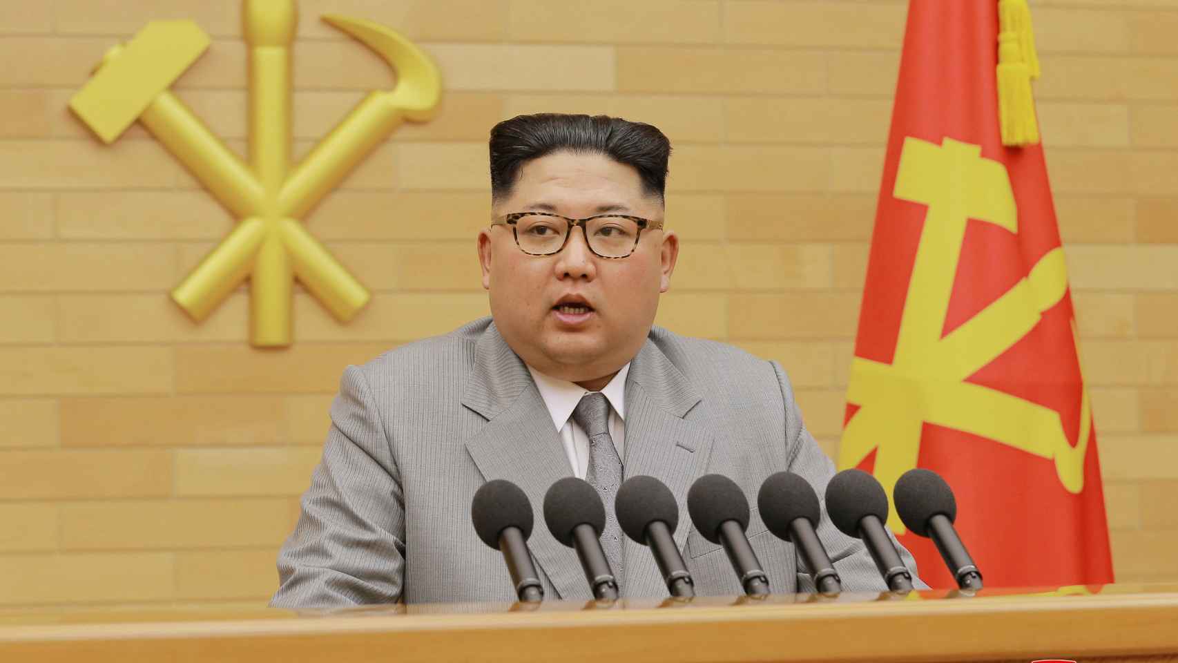Kim Jong-un durante su discurso de Año Nuevo.