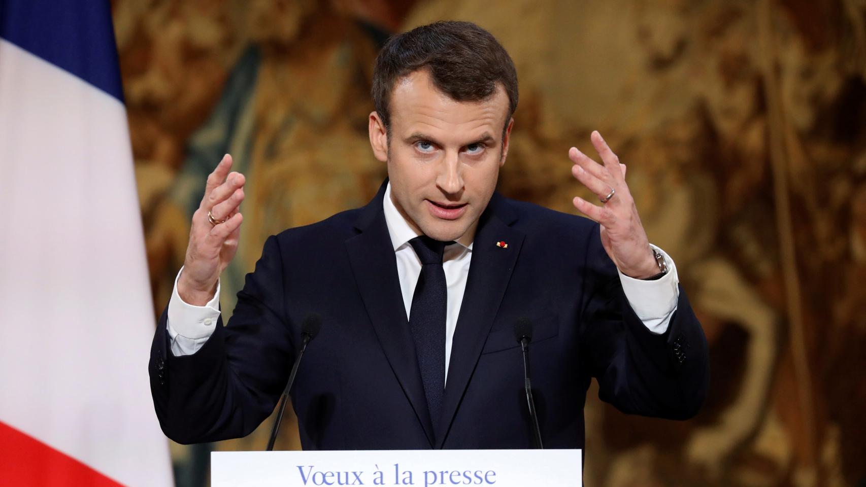 El presidente francés, Emmanuel Macron, durante una rueda de prensa en el Elíseo