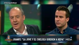 Eduardo Velasco y Juanfe Sanz, en El Chiringuito. Foto: Twitter (@elchiringuitotv)