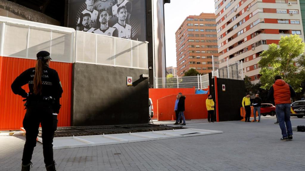 La zona del estadio de Mestalla donde se ha producido el suceso.