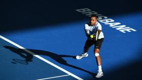 Kyrgios, durante su partido ante Dimitrov en Brisbane.