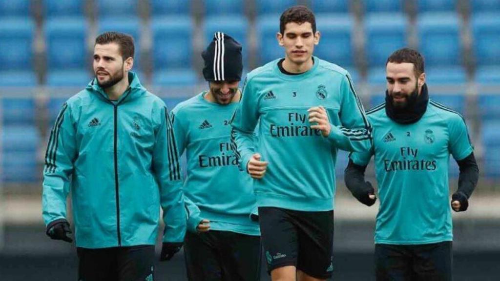 Nacho, Ceballos, Vallejo y Carvajal entrenan. Foto Twitter (@JesusVallejo)