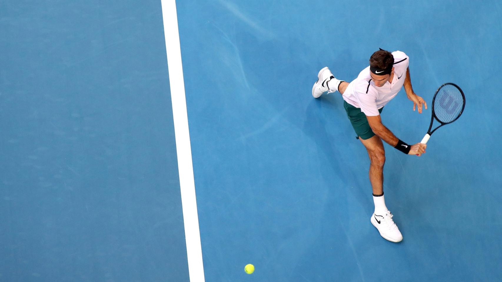 Federer, durante el partido con Sock en la Copa Hopman.