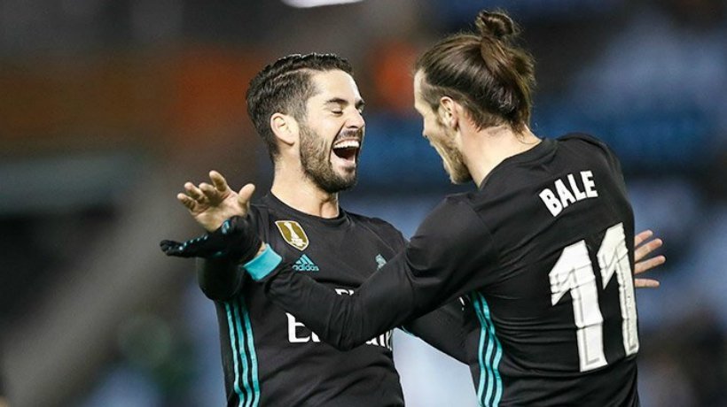 Isco celebra el gol de Bale