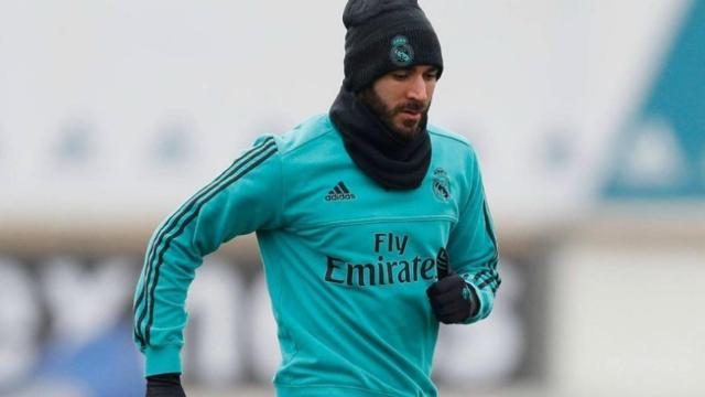 Karim Benzema, en el entrenamiento