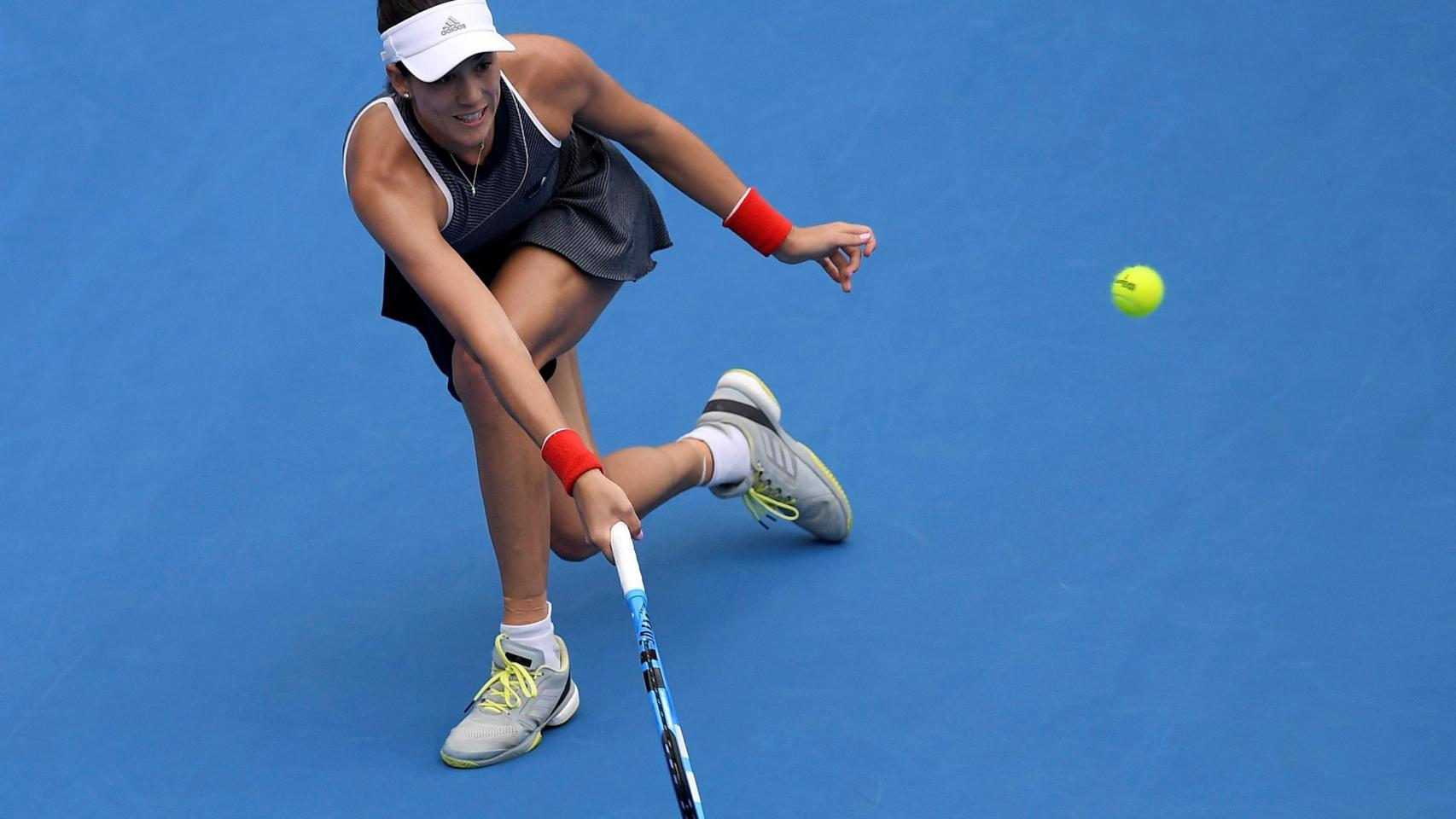 Muguruza, durante su partido con Bertens en Sídney.