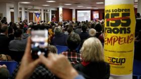 Acto a favor de la independencia en Montpellier, en el que Puigdemont intervino por videoconferencia.