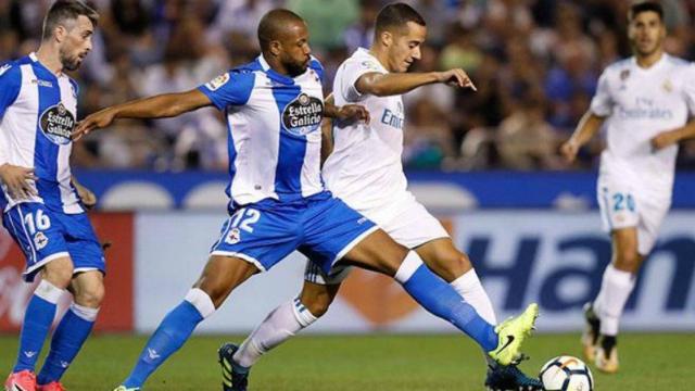 Lucas Vázquez ante el Deportivo