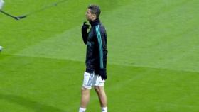 Cristiano Ronaldo durante el calentamiento frente al Villarreal